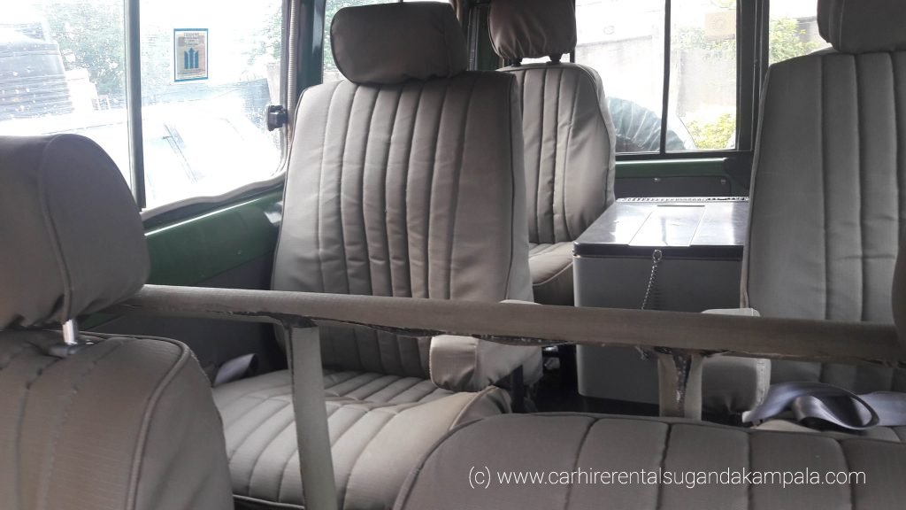 Interior view of Toyota land cruisers for hire.
